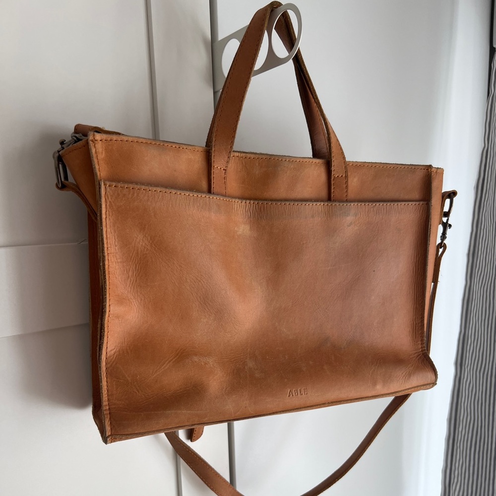 Able Tan Leather Tote Bag